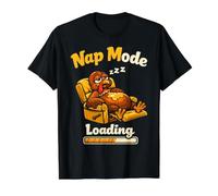 Funny Thanksgiving Turkey Nap Mode Loading Food Coma Humor Value Graphic T-Shirt, Men, Black, M