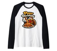 Funny Thanksgiving Turkey Pour Decisions Gravy Humor Raglan Baseball Tee