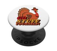 Funny Thanksgiving Turkey - Retro Style, Go Stuff Yourself PopSockets Adhesive PopGrip
