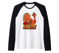 Funny Thanksgiving Turkey - Retro Style, Go Stuff Yourself Raglan Baseball Tee