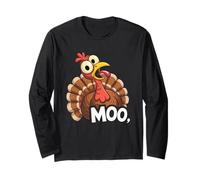 Funny Thanksgiving Turkey Says Moo Cow Disguise Long Sleeve T-Shirt
