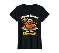 Funny Thanksgiving Turkey Winner Dinner Trophy Value Graphic T-Shirt, Women, Black, S