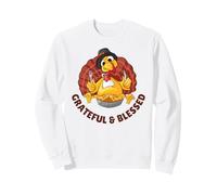 Funny Thanksgiving Turkey with Pie Grateful & Blessed Sweatshirt