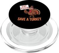 Funny Thanksgiving Vegan Shirt Eat Pizza Save a Turkey Mama PopSockets PopGrip for MagSafe