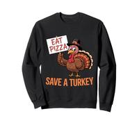 Funny Thanksgiving Vegan Shirt Eat Pizza Save a Turkey Mama Sweatshirt