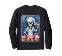 Funny The Baker Skeleton Tarot Card Baking Lover Pastries Long Sleeve T-Shirt