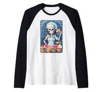 Funny The Baker Skeleton Tarot Card Baking Lover Pastries Raglan Baseball Tee