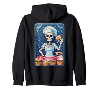 Funny The Baker Skeleton Tarot Card Baking Lover Pastries Zip Hoodie