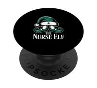 Funny The Nurse Elf Christmas Nursing Elf PopSockets Adhesive PopGrip