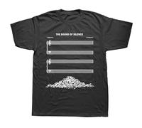Funny The Sound of Silence Music Lover T Shirts Graphic Cotton Streetwear Short Sleeve Birthday Gifts Style T Shirt Men Black L