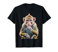 Funny Thinking Monkey Contemplative Primate Portrait T-Shirt