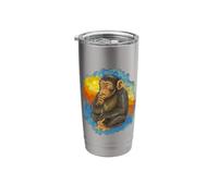 Funny Thinking Monkey Meme Cute Brainrot Watercolor Art Stainless Steel Insulated Tumbler