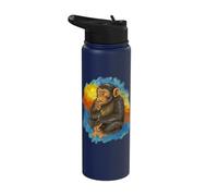 Funny Thinking Monkey Meme Cute Brainrot Watercolor Art Stainless Steel Insulated Water Bottle