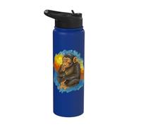 Funny Thinking Monkey Meme Cute Brainrot Watercolor Art Stainless Steel Insulated Water Bottle