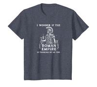 Funny Thinking of Roman Empire Meme Legionary Gladius SPQR T-Shirt, Youth, Heather Blue, Small