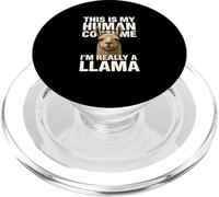 Funny This Is My Human Costume Animal Lover Llama Shirt PopSockets PopGrip for MagSafe