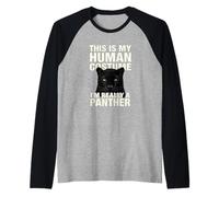 Funny This is My Human Costume Animal Lover Shirt Panther Raglan Baseball Tee