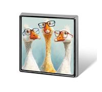Funny Three Geese Wearing Glasses Unisex Brooches & Pins Square Lightweight Lapel Badge Jewelry for Clothing Shawl Hat