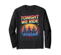 Funny Three Wise Men Christmas Synthwave Tonight We Ride Art Long Sleeve T-Shirt