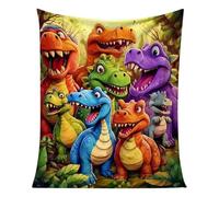 Funny Throw Dinosaur Blanket,Cute Smiling Dinosaurs HD Digital Print Flannel,Soft Flannel Blanket with Funny Smiling Dinosaurs,for Kids Home Bedroom & Couch Bed Decor (150x130cm)