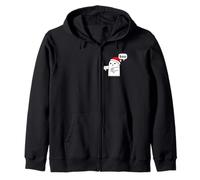 Funny Thumbs Down Ghost Screaming Boo in santa Claus red hat Zip Hoodie