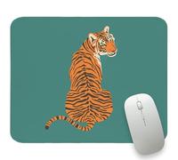 Funny Tiger Animals Mouse Pad Preppy Green Small Mousepad, Rectangle Girly Travel Computer Mouse Pad for Laptop, Aesthetic Vintage Tiger Desk Office Decor Trendy Tigers Gifts for Women 9.4"x7.9"