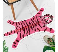 Funny Tiger Bath Mat for Bathroom, Beautiful Pink Tiger Cartoon Bathroom Mat Non-Slip Absorbent Animal Shape Small Bathtub Decoration Aesthetic Mat