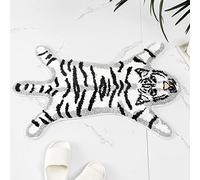 Funny Tiger Bath Mat for Bathroom, Cute White Tiger Cartoon Bath Rugs Non Slip Animal Shaped Absorbent Preppy Small Bathtub Rug Bathroom Decor Aesthetic Plush Shower Rugs Machine Washable