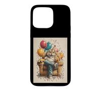 Funny Tiger Birthday Themed Sitting on Sofa Case for iPhone 15 Pro Max