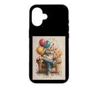 Funny Tiger Birthday Themed Sitting on Sofa Case for iPhone 16