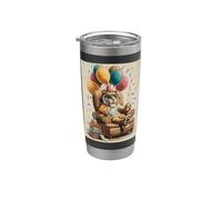 Funny Tiger Birthday Themed Sitting on Sofa Stainless Steel Insulated Tumbler