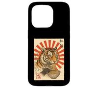 Funny Tiger Eating Ramen Japanese Ukiyo-e Edo Aesthetic Case for iPhone 15 Pro