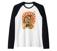 Funny Tiger Eating Ramen Japanese Ukiyo-e Edo Aesthetic Raglan Baseball Tee