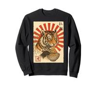 Funny Tiger Eating Ramen Japanese Ukiyo-e Edo Aesthetic Sweatshirt