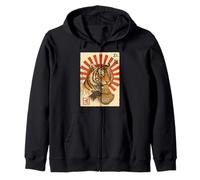 Funny Tiger Eating Ramen Japanese Ukiyo-e Edo Aesthetic Zip Hoodie