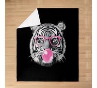 Funny Tiger Flannel Blankets,Pink Bubble Candy Fleece Blanket,Kids Girls Boys Adult Wild Animals Fuzzy Blankets Black Sherpa Blanket Chair Sofa Bed Decor,60"×80"