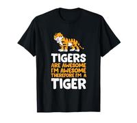 Funny Tiger Lover Gifts Unisex-Adults Tiger Print T-Shirt Black S