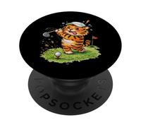 FUNNY TIGER PLAYING GOLF. ANIMAL LOVERS PopSockets Adhesive PopGrip