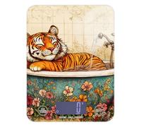 Funny Tigers Vintage Bathtub LCD Display food scale digital kitchen 11lb/0.18oz, 5kg/5g grams digital scale with 4 unit for Espresso Espresso Baking (Batteries not Included)