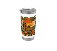 Funny Tiki Men Tropical Vacation Retro Hawaiian Beach Surf Stainless Steel Insulated Tumbler