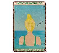 Funny Tin Bar Signs: 'Into The Water I Go' (Blonde) Art Poster, Vintage Swimming Poster, Metal Decorations, Iron Plaque Signs Gift 8x12 inch