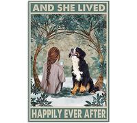 Funny Tin Metal Signs A girl and her dog lived happily ever after Vintage Sign Retro Tin Signs Vintage Metal Tin Sign For Bar Home Wall Metal Decoration 8×12Inches
