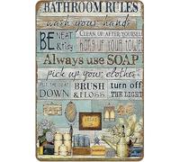 Funny Tin Metal Signs Bathroom rules Vintage Sign Retro Tin Signs Vintage Metal Tin Sign For Bar Home Wall Metal Decoration 8×12Inches