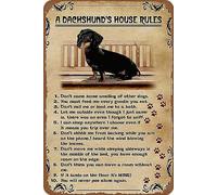 Funny Tin Metal Signs Dachshund's House Rules Vintage Sign Retro Tin Signs Vintage Metal Tin Sign For Bar Home Wall Metal Decoration 8×12Inches