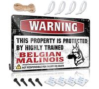 Funny Tin Metal Signs Warning This Property Is Protected By A Highly Trained Belgian Malinois Tin Sign Funny Door Signs Signs For Bedroom Door(20X30CM)