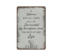 Funny Tin Sign A Woman with All Sons,Mother's Gift Wall Art Retro Tin Sign Vintage Wall Decor Tin Sign Funny Decorations for Home Bar Office Farm Room Metal Poster,Spring Decor 12X8 inch