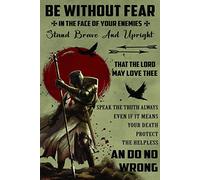Funny Tin Sign,Be Without Fear In The Face Of Your Enemies Stand Brave And Upright That The Lord May Love Thee An Do No Wrong,Gift For Friends,Home Decor,8x12 Inch Tin Sign Christmas Day Decorations