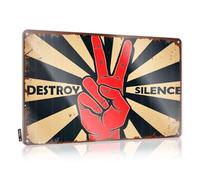 Funny Tin Sign Destroy Silence: Speak Up! Tin Sign Bar Rules Sign Bar Rules Sign(20X30CM)