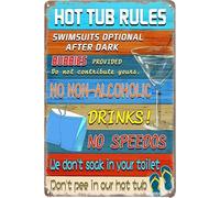 Funny Tin Sign Hot Tub Rules Metal Sign Wall Notice Sign Rustic Wall Art Sign Vintage Home Decor 6x8 Inch