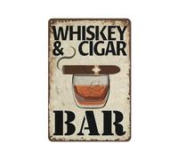 Funny Tin Sign Whiskey and Cigar Bar Metal Retro Look Decoration Poster Sign for Home Kitchen Bathroom Farm Garden Garage Inspirational Quotes Wall Decor Man Cave Wall Decor Signs 12X8 inch